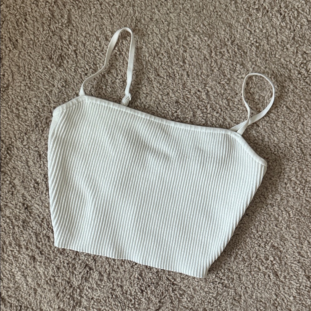 Aritzia White Ribbed Tank Top